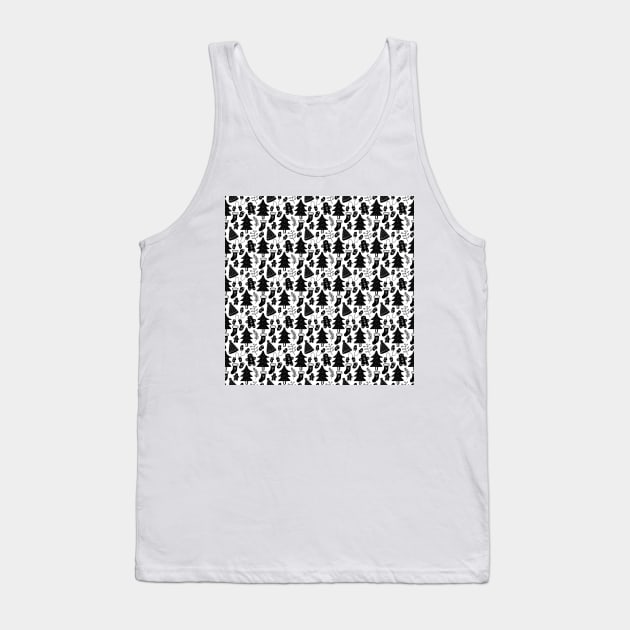 Christmas Doodle Pattern - Black and White Tank Top by Neginmf